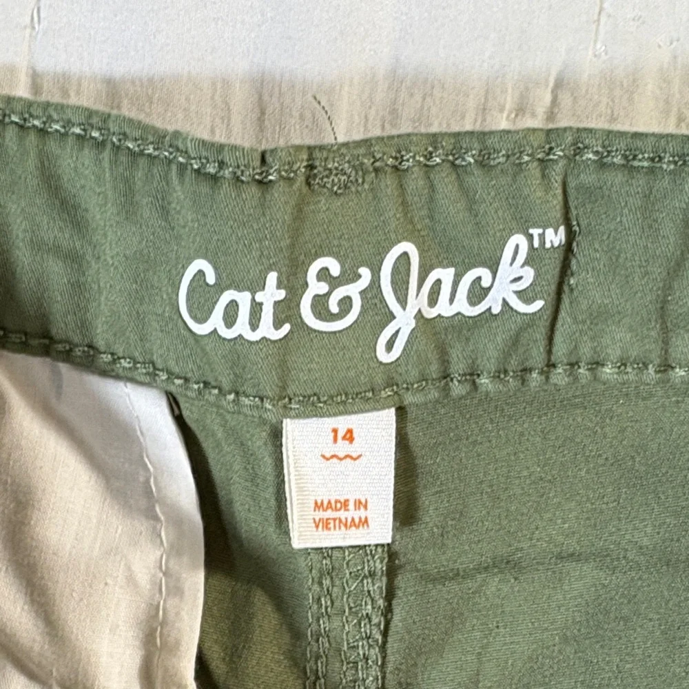 NWT Cat & Jack Boys Baggy Adjustable Waist Reinforced‎ Knee Pants Olive Size 14